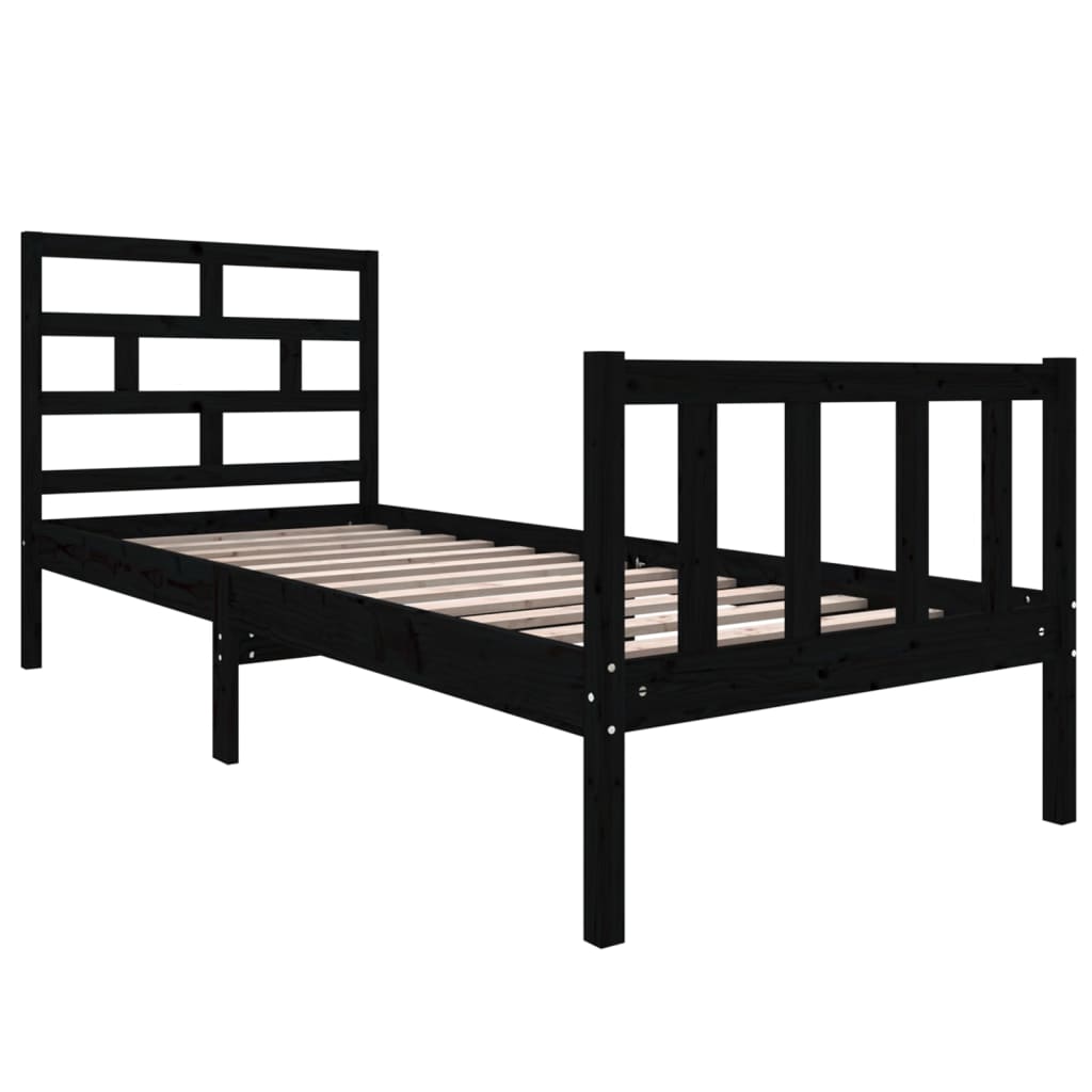 Bedframe massief grenenhout zwart 75x190 cm is nu te koop bij PeponiXL, paradijselijk wonen!
