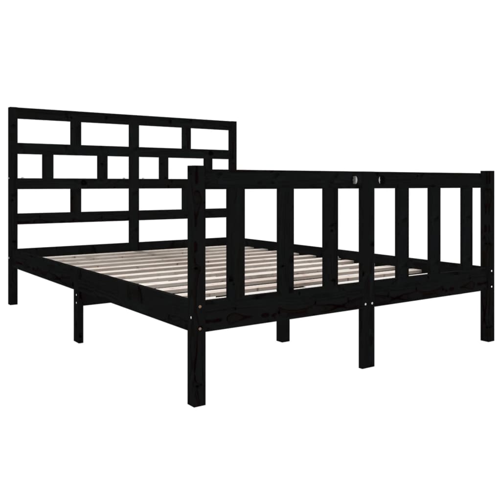 Bedframe massief grenenhout zwart 135x190 cm is nu te koop bij PeponiXL, paradijselijk wonen!