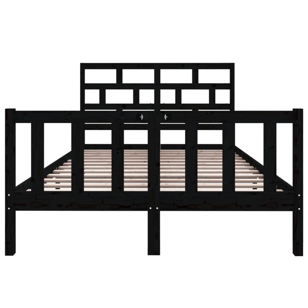 Bedframe massief grenenhout zwart 135x190 cm is nu te koop bij PeponiXL, paradijselijk wonen!