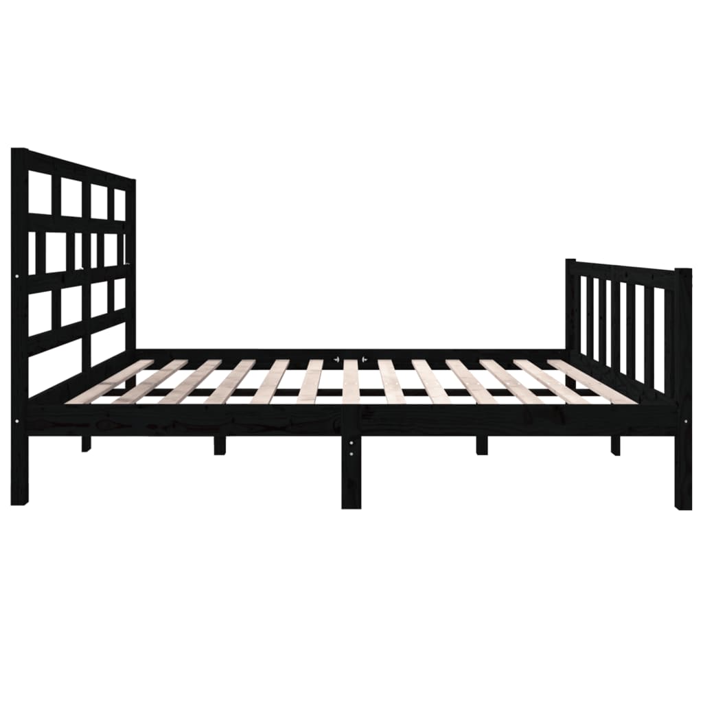 Bedframe massief grenenhout zwart 135x190 cm is nu te koop bij PeponiXL, paradijselijk wonen!