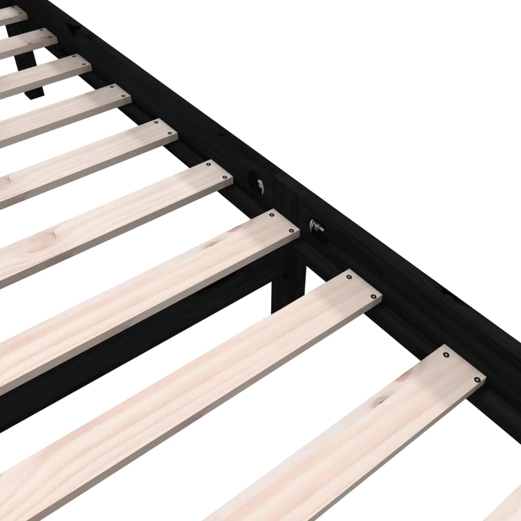 Bedframe massief grenenhout zwart 135x190 cm is nu te koop bij PeponiXL, paradijselijk wonen!