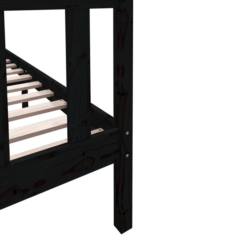 Bedframe massief grenenhout zwart 135x190 cm is nu te koop bij PeponiXL, paradijselijk wonen!