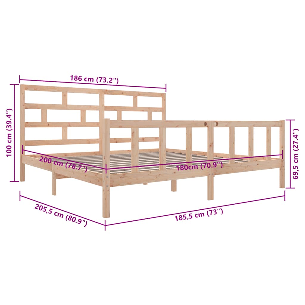 Bedframe massief grenenhout 180x200 cm is nu te koop bij PeponiXL, paradijselijk wonen!