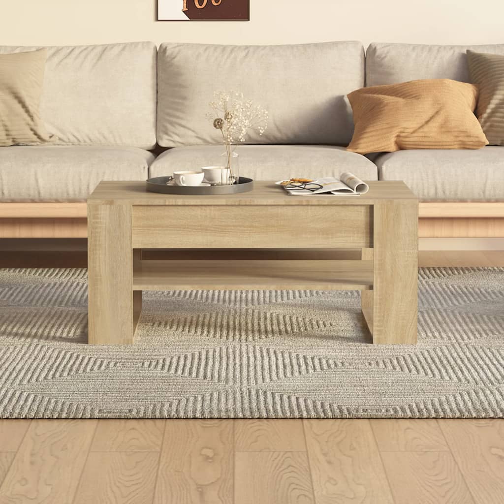 Salontafel 102x55x45 cm bewerkt hout sonoma eikenkleurig is nu te koop bij PeponiXL, paradijselijk wonen!