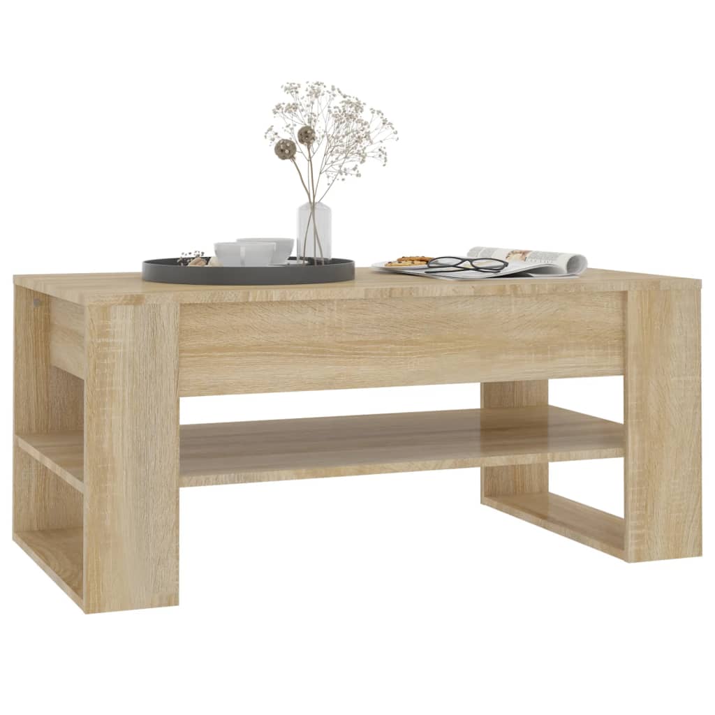 Salontafel 102x55x45 cm bewerkt hout sonoma eikenkleurig is nu te koop bij PeponiXL, paradijselijk wonen!