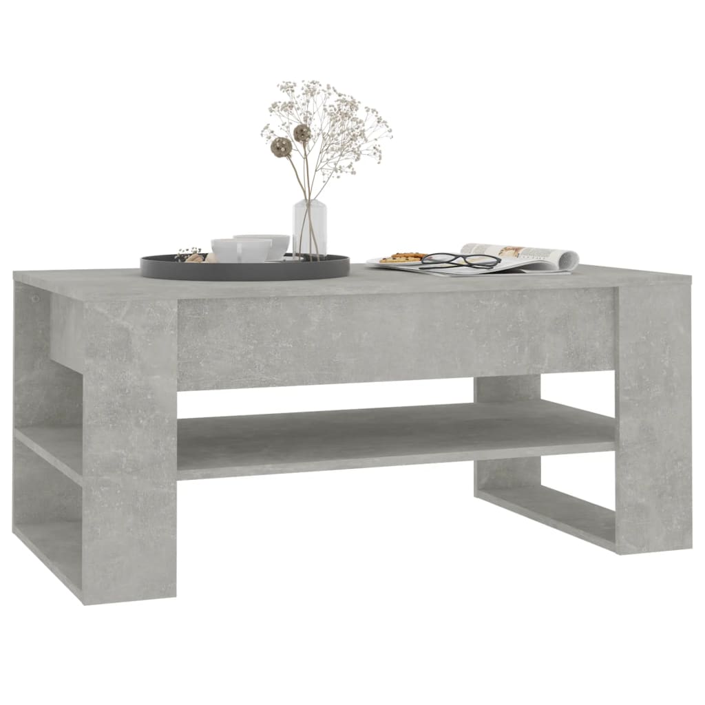 Salontafel 102x55x45 cm bewerkt hout betongrijs is nu te koop bij PeponiXL, paradijselijk wonen!