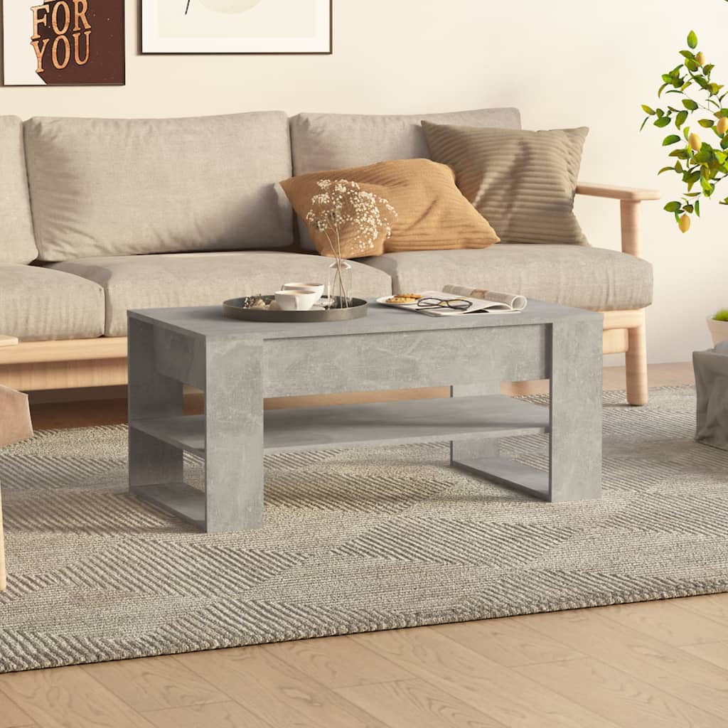 Salontafel 102x55x45 cm bewerkt hout betongrijs is nu te koop bij PeponiXL, paradijselijk wonen!