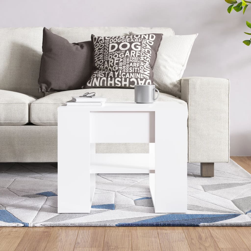 Salontafel 55,5x55x45 cm bewerkt hout hoogglans wit is nu te koop bij PeponiXL, paradijselijk wonen!