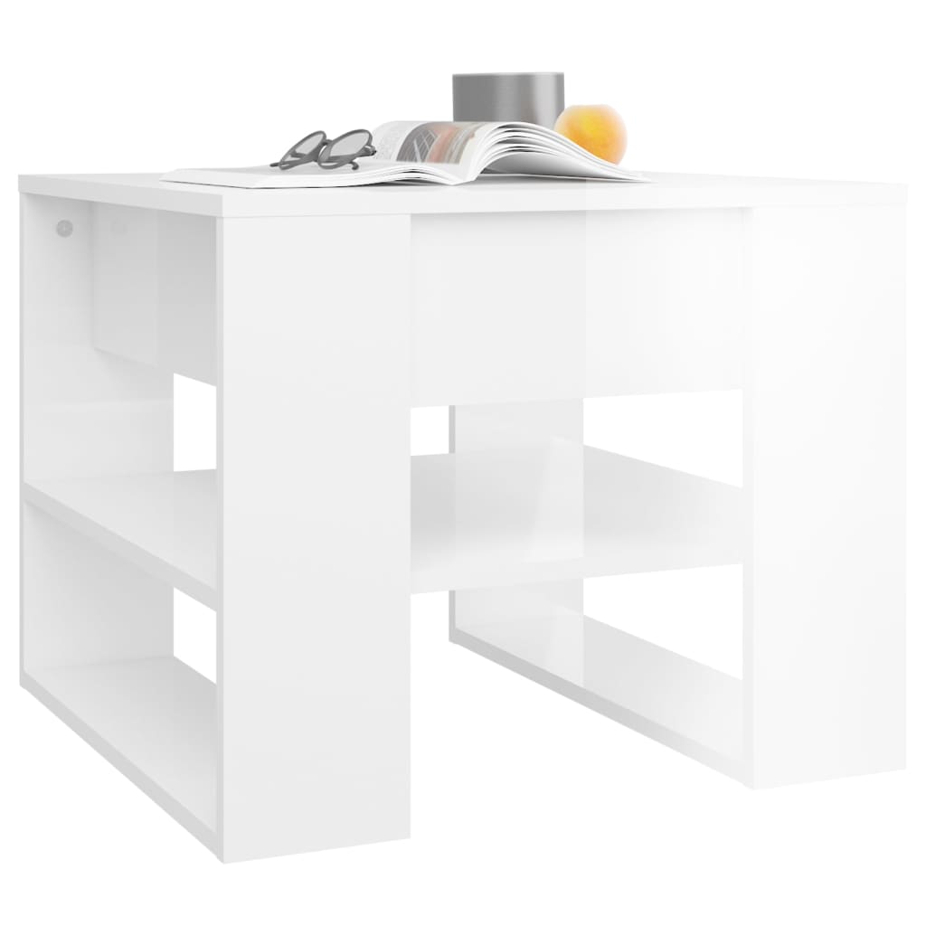 Salontafel 55,5x55x45 cm bewerkt hout hoogglans wit is nu te koop bij PeponiXL, paradijselijk wonen!