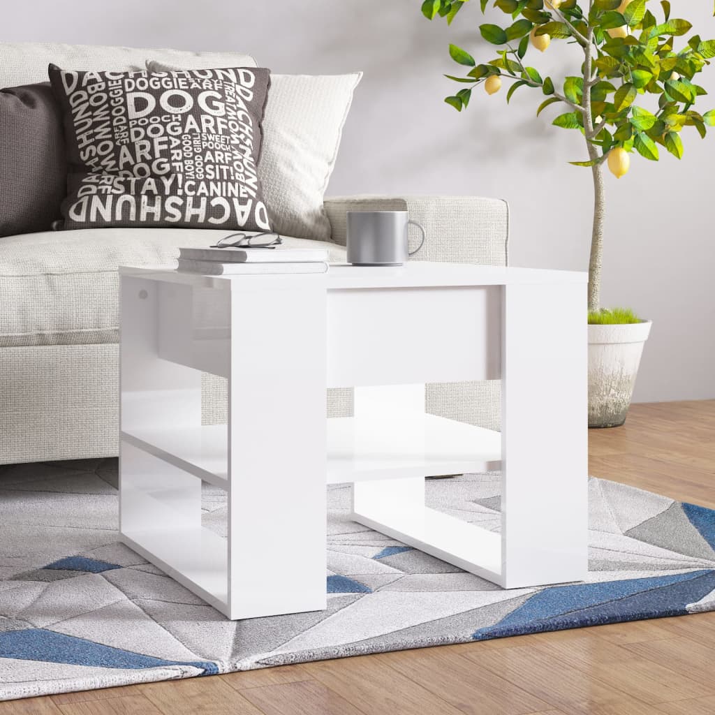 Salontafel 55,5x55x45 cm bewerkt hout hoogglans wit is nu te koop bij PeponiXL, paradijselijk wonen!