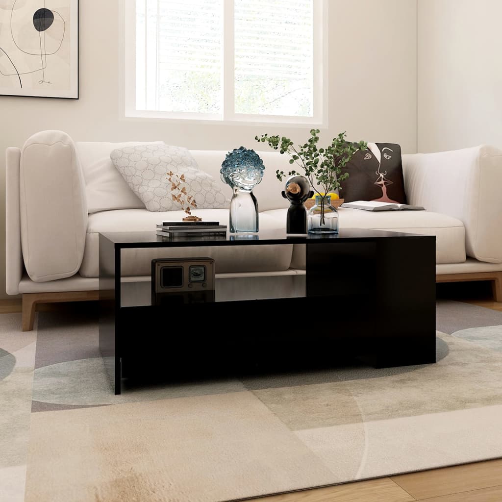 Salontafel 102x50x45 cm bewerkt hout zwart is nu te koop bij PeponiXL, paradijselijk wonen!