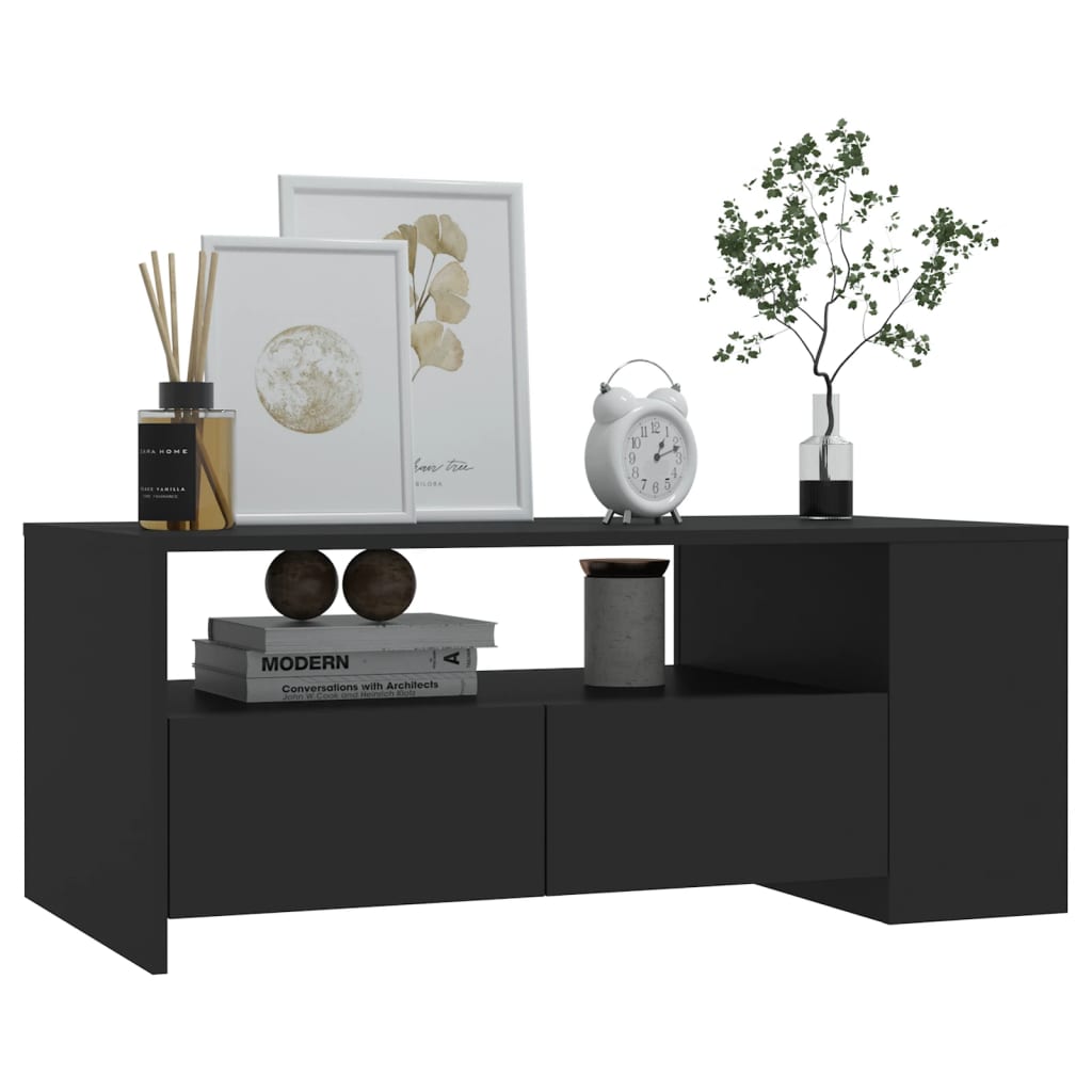 Salontafel 102x50x45 cm bewerkt hout zwart is nu te koop bij PeponiXL, paradijselijk wonen!