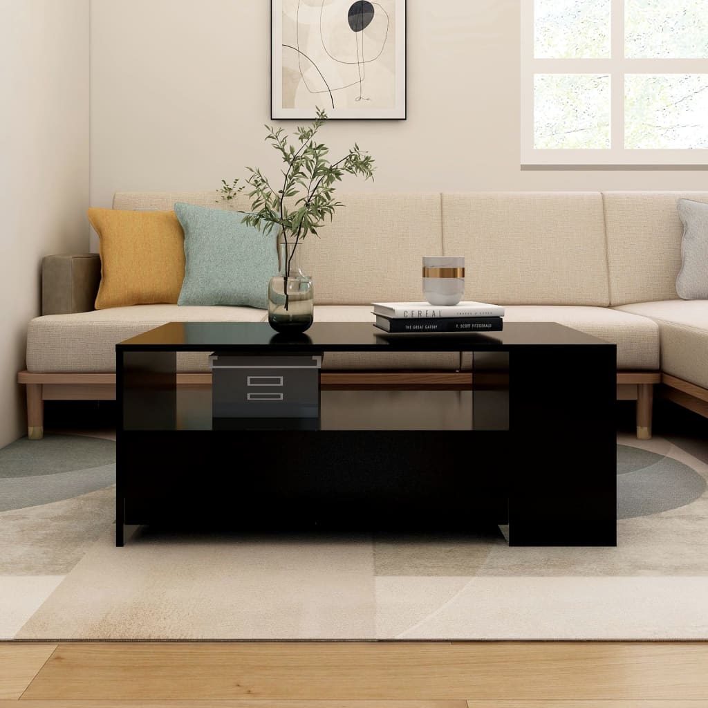 Salontafel 102x50x45 cm bewerkt hout zwart is nu te koop bij PeponiXL, paradijselijk wonen!