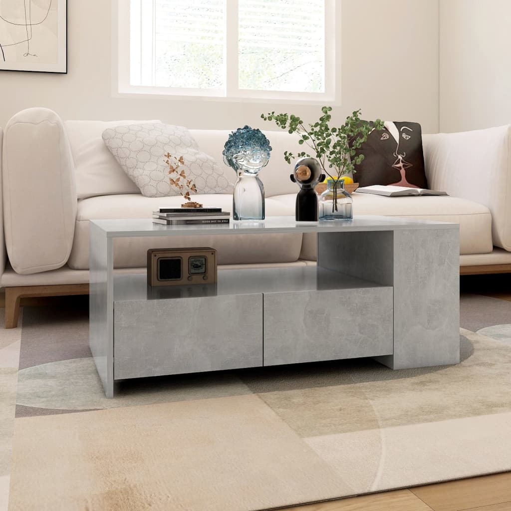 Salontafel 102x55x42 cm bewerkt hout betongrijs is nu te koop bij PeponiXL, paradijselijk wonen!