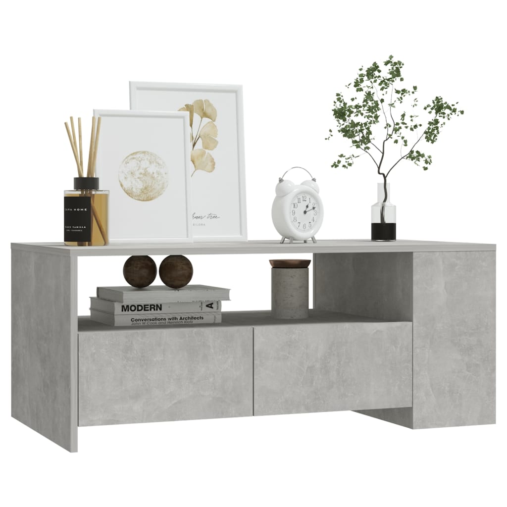 Salontafel 102x55x42 cm bewerkt hout betongrijs is nu te koop bij PeponiXL, paradijselijk wonen!