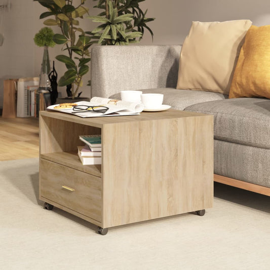 Salontafel 55x55x40 cm bewerkt hout sonoma eikenkleurig is nu te koop bij PeponiXL, paradijselijk wonen!