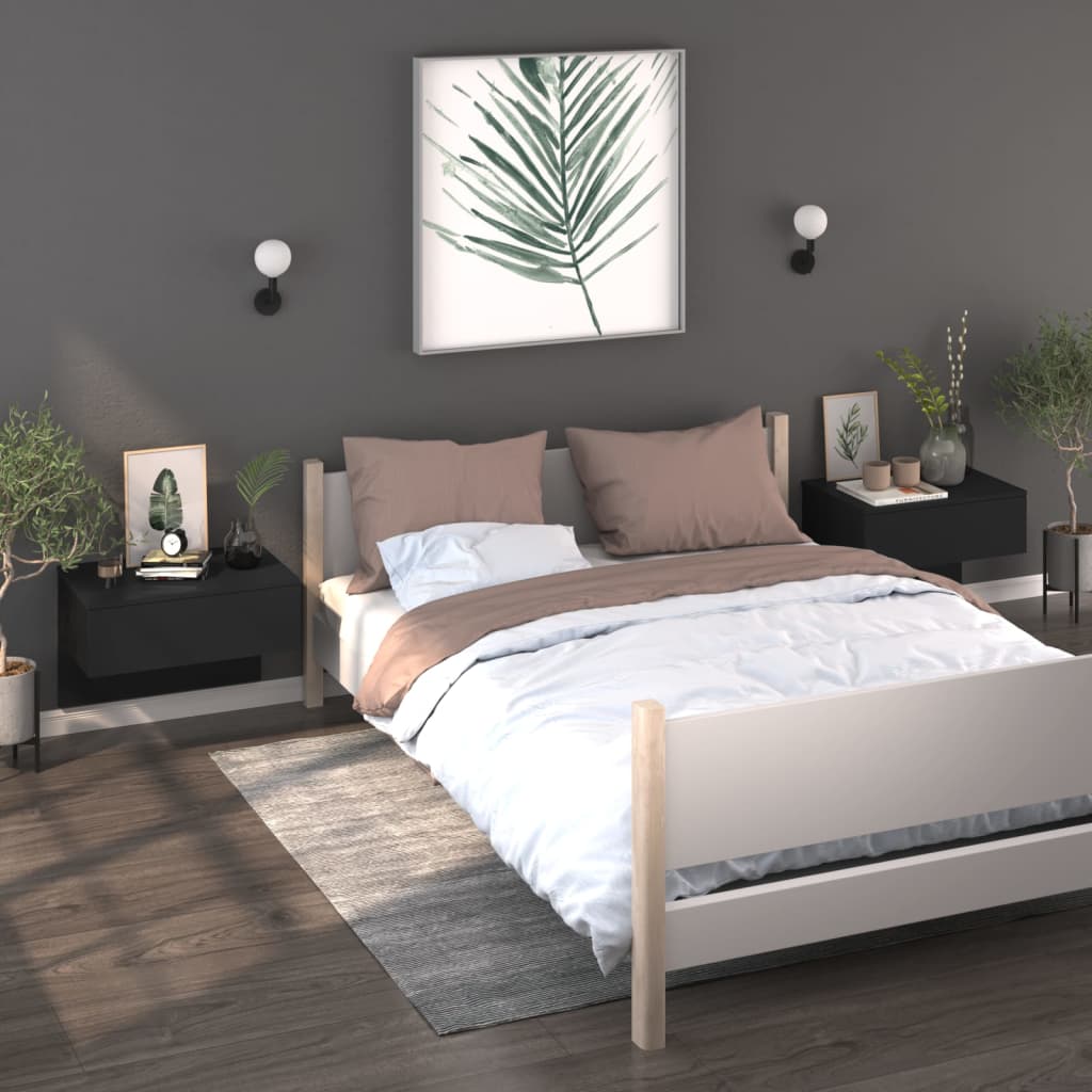 Nachtkastjes 2 st wandgemonteerd zwart is nu te koop bij PeponiXL, paradijselijk wonen!