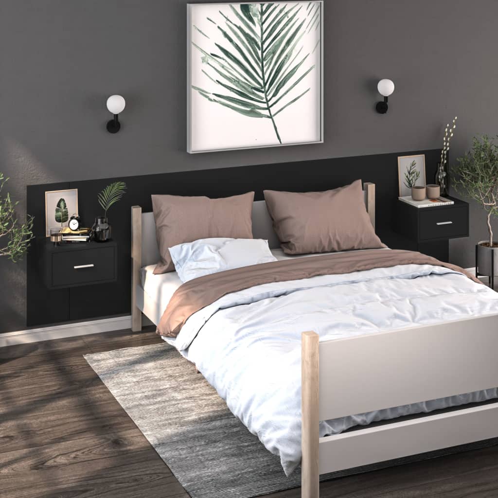 Nachtkastjes 2 st wandgemonteerd zwart is nu te koop bij PeponiXL, paradijselijk wonen!