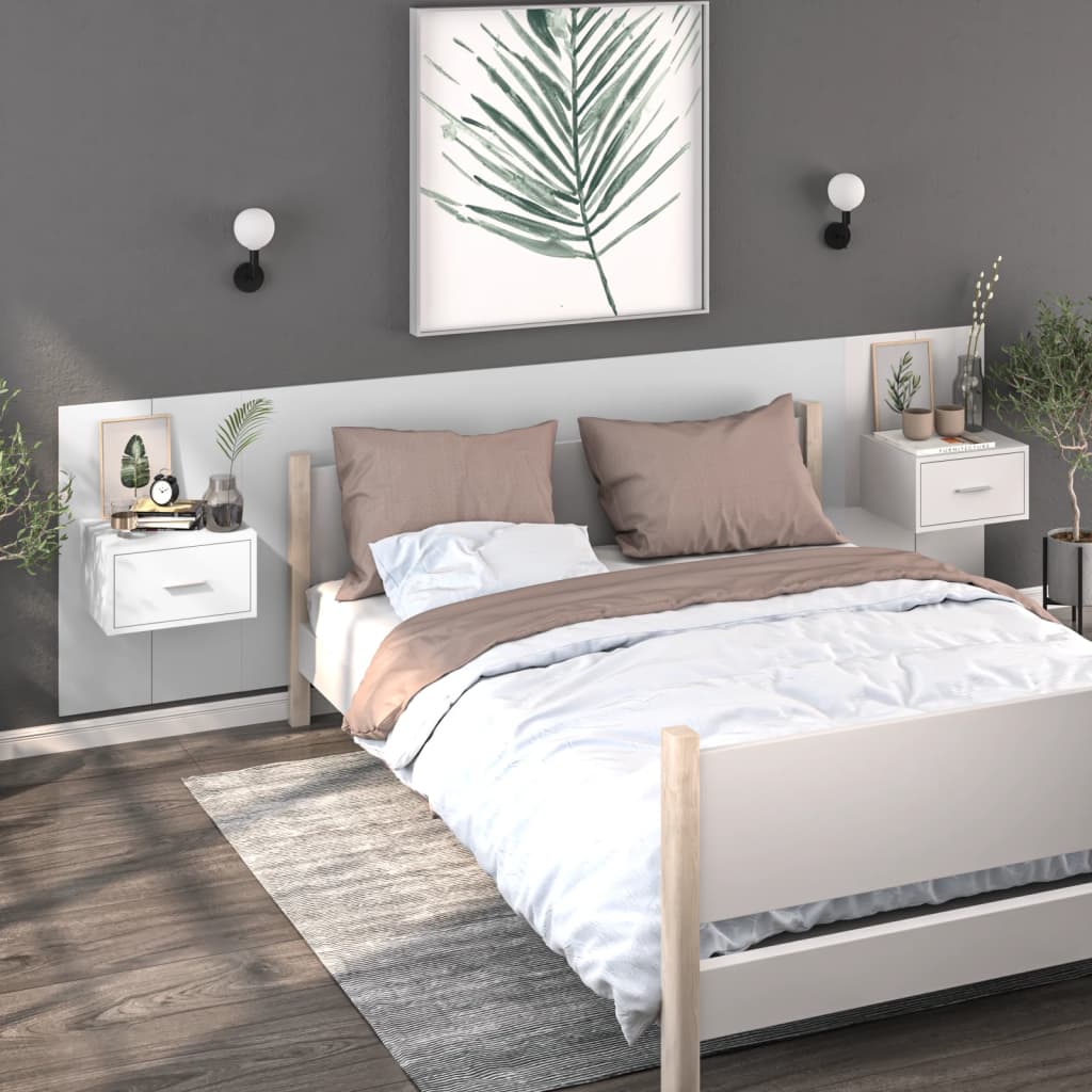 Nachtkastjes 2 st wandgemonteerd hoogglans wit is nu te koop bij PeponiXL, paradijselijk wonen!