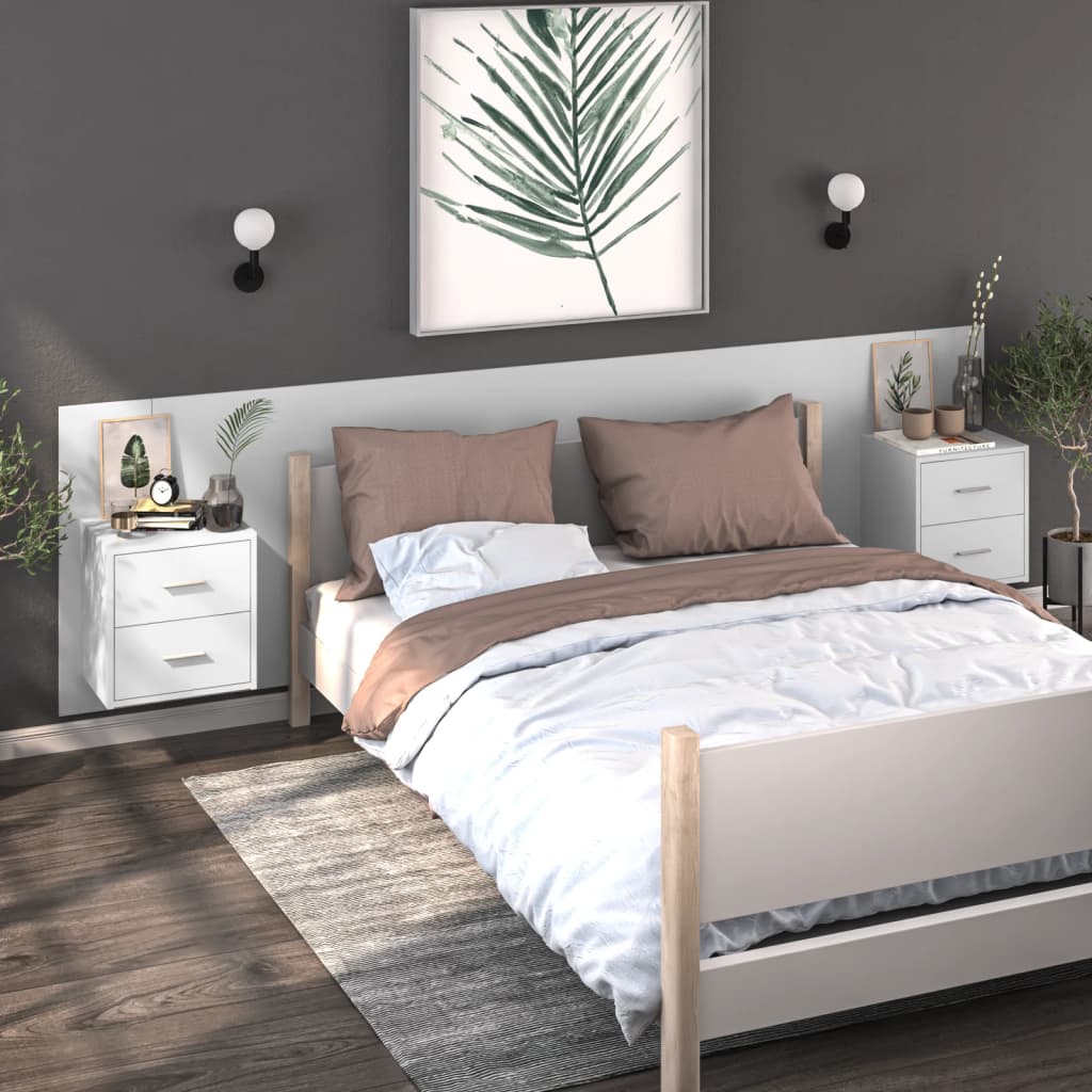 Nachtkastjes 2 st wandgemonteerd hoogglans wit is nu te koop bij PeponiXL, paradijselijk wonen!
