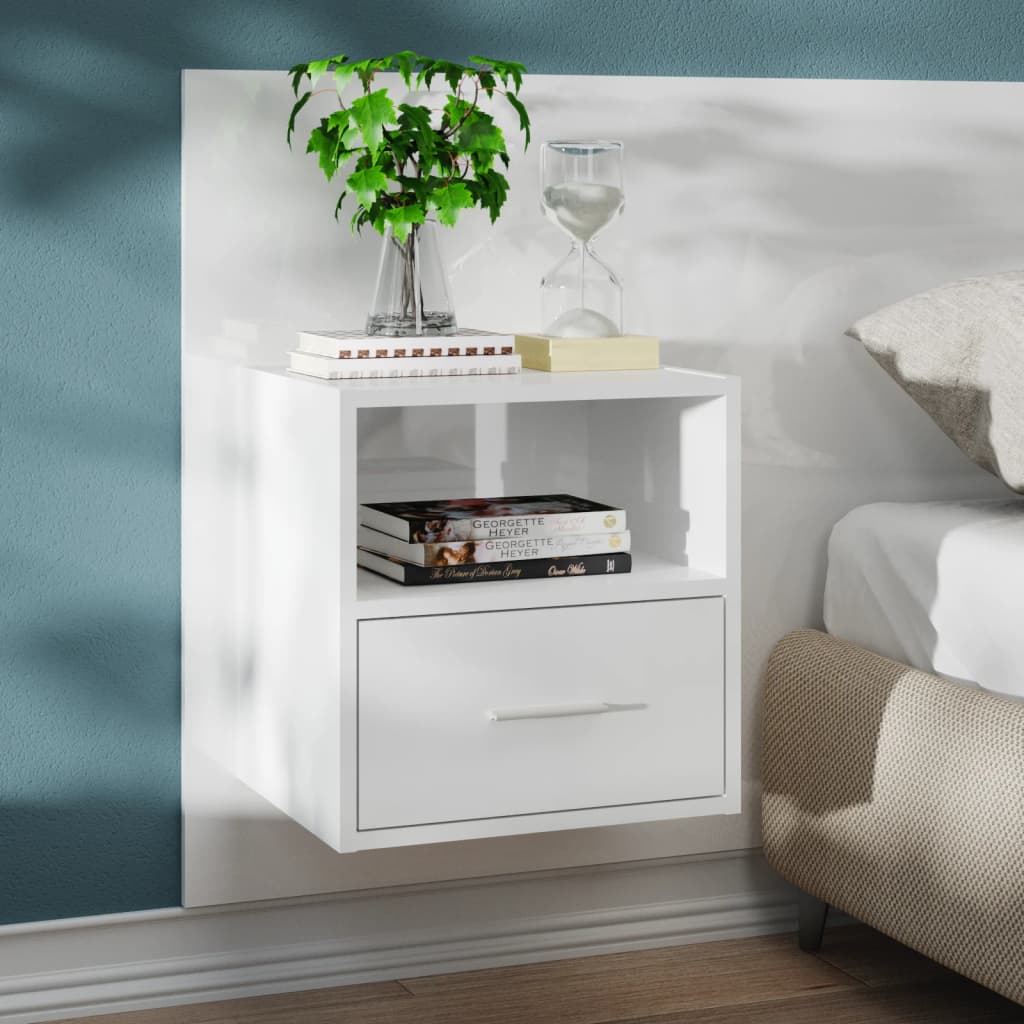 Nachtkastjes 2 st wandgemonteerd hoogglans wit is nu te koop bij PeponiXL, paradijselijk wonen!
