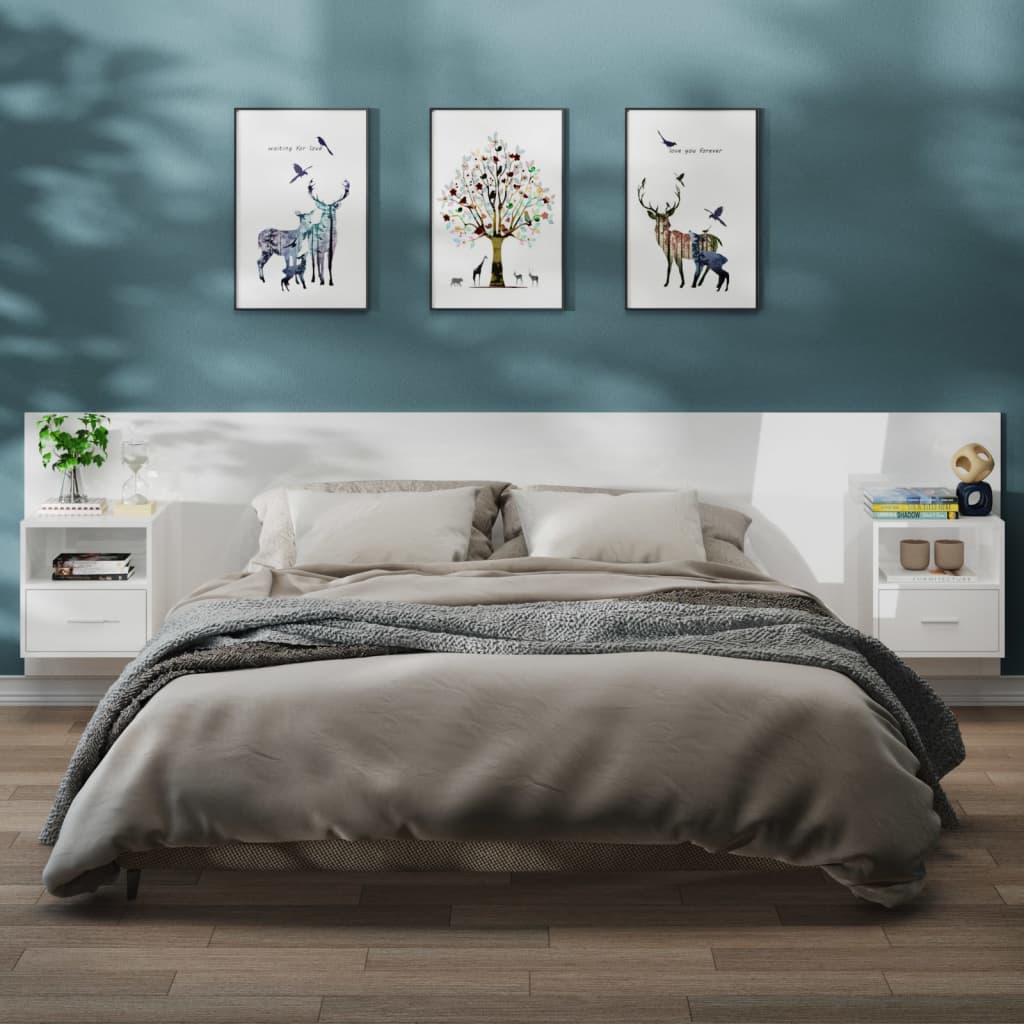 Nachtkastjes 2 st wandgemonteerd hoogglans wit is nu te koop bij PeponiXL, paradijselijk wonen!