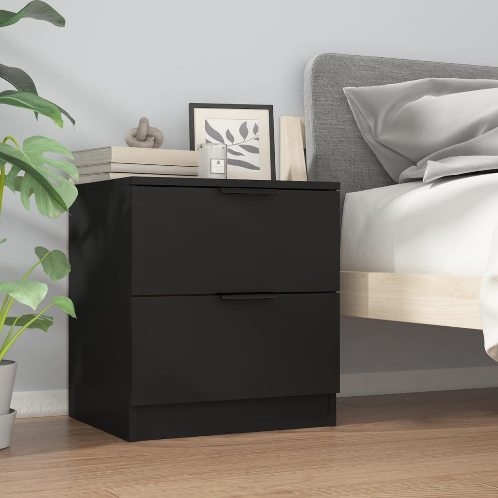 Nachtkastjes 2 st bewerkt hout zwart is nu te koop bij PeponiXL, paradijselijk wonen!