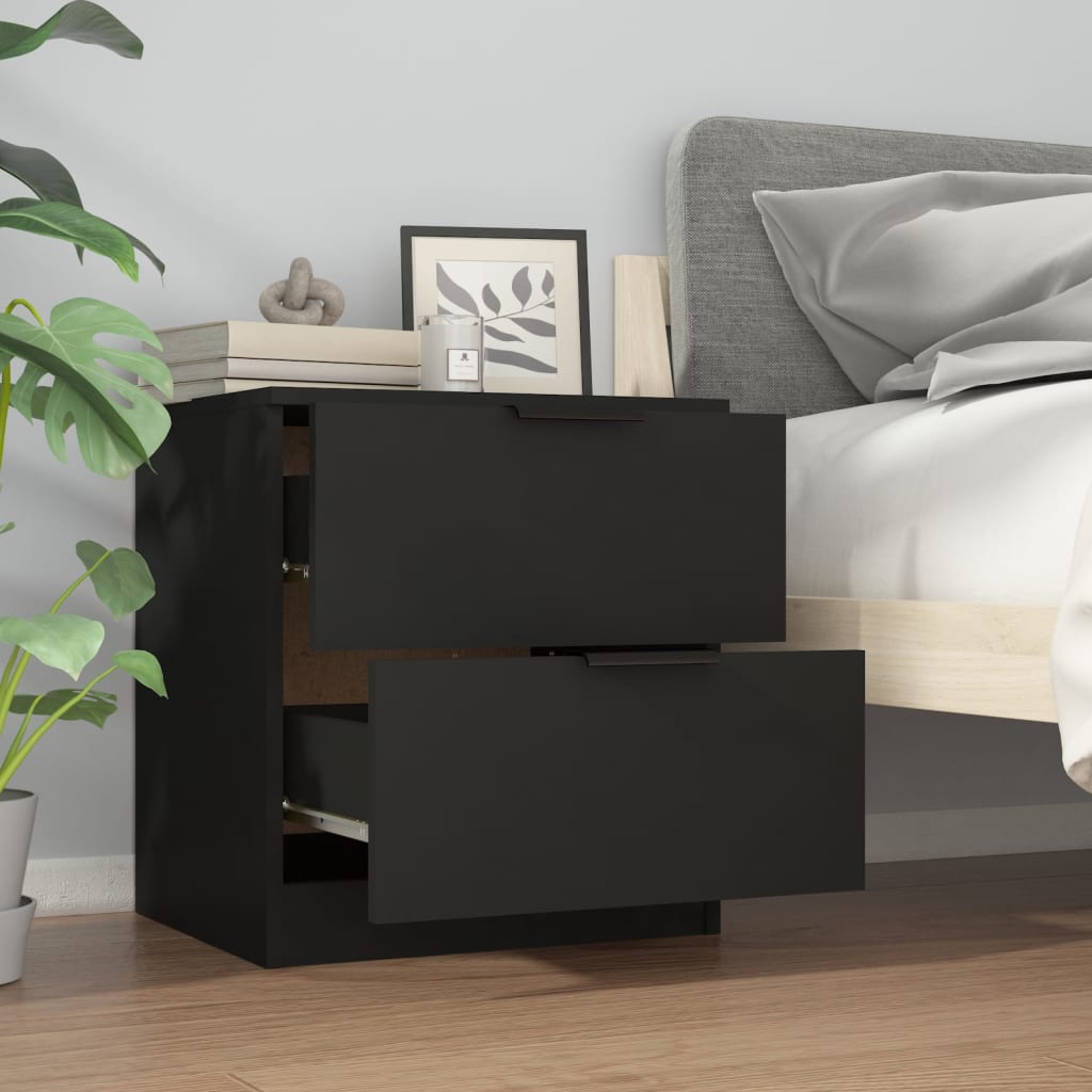 Nachtkastjes 2 st bewerkt hout zwart is nu te koop bij PeponiXL, paradijselijk wonen!
