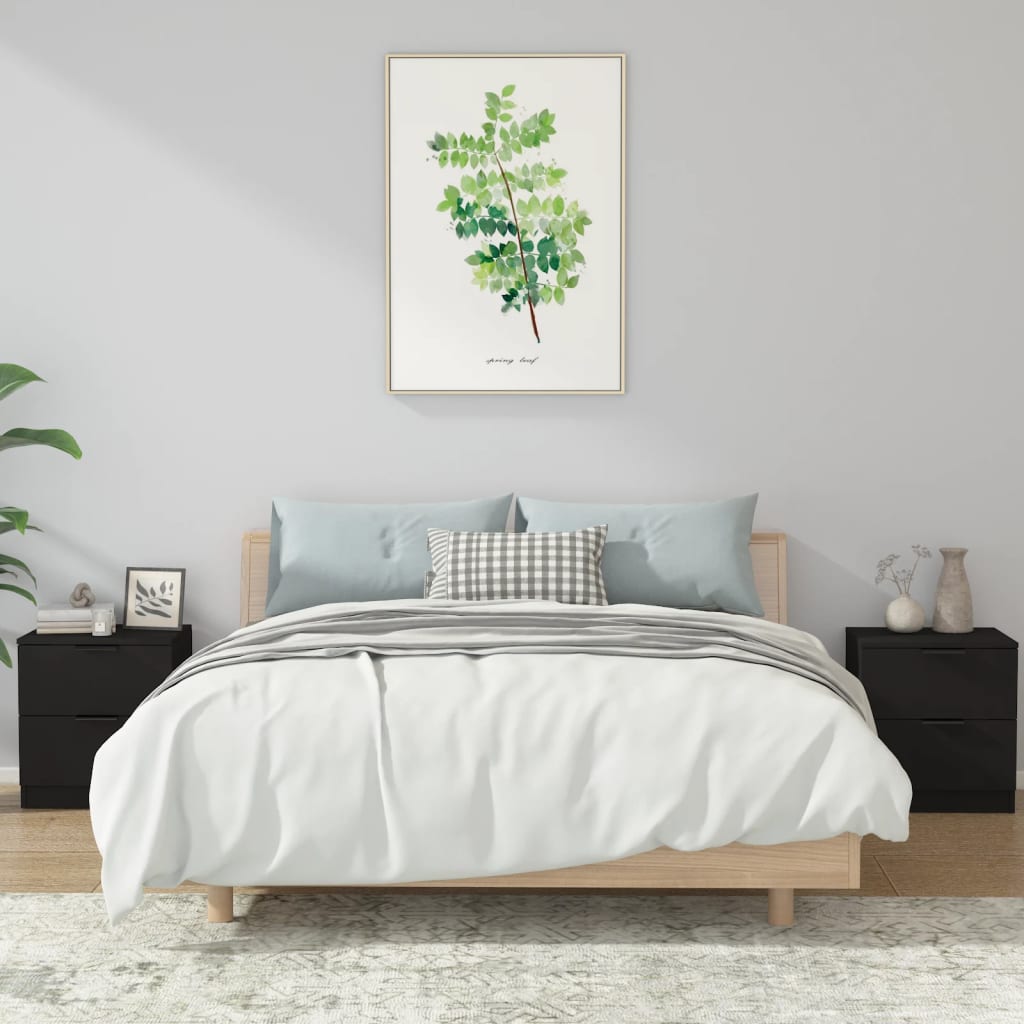 Nachtkastjes 2 st bewerkt hout zwart is nu te koop bij PeponiXL, paradijselijk wonen!