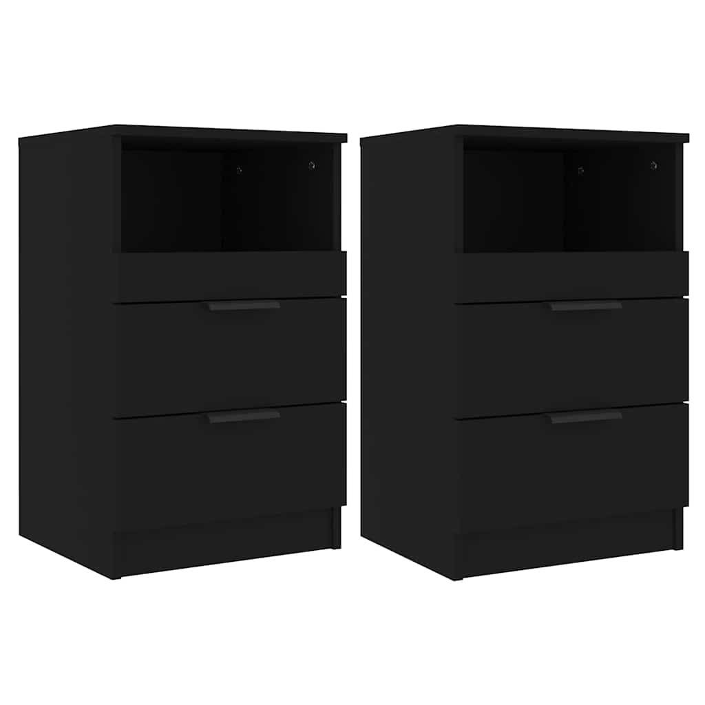 Nachtkastjes 2 st bewerkt hout zwart is nu te koop bij PeponiXL, paradijselijk wonen!