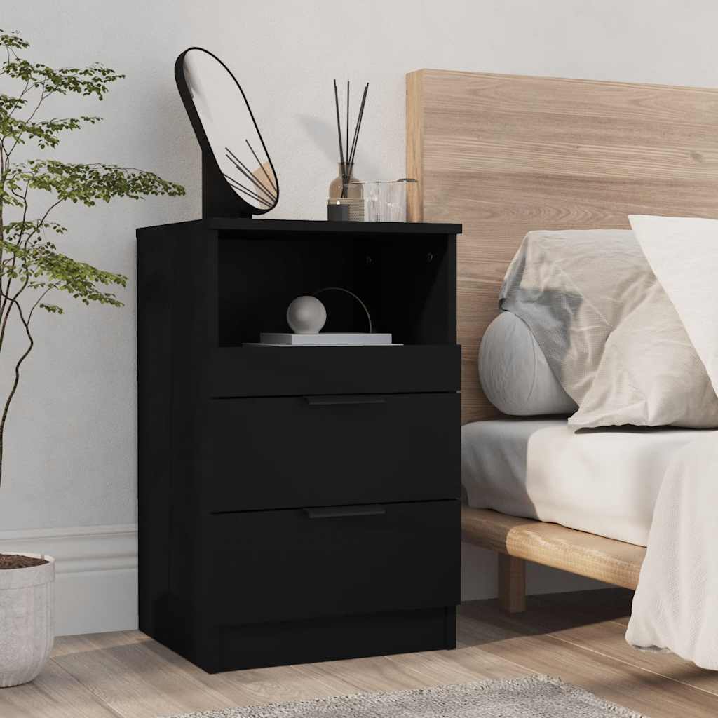 Nachtkastjes 2 st bewerkt hout zwart is nu te koop bij PeponiXL, paradijselijk wonen!