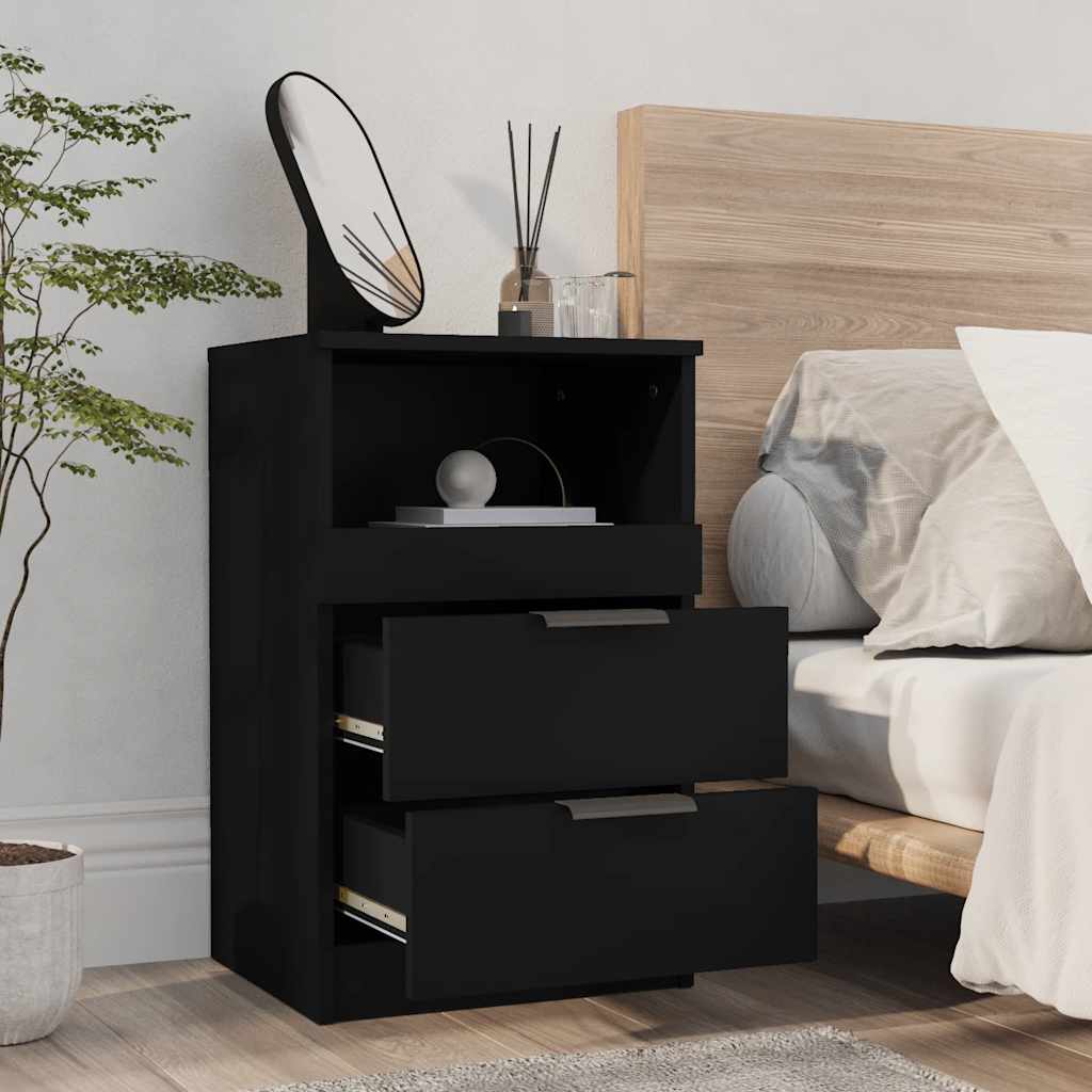 Nachtkastjes 2 st bewerkt hout zwart is nu te koop bij PeponiXL, paradijselijk wonen!