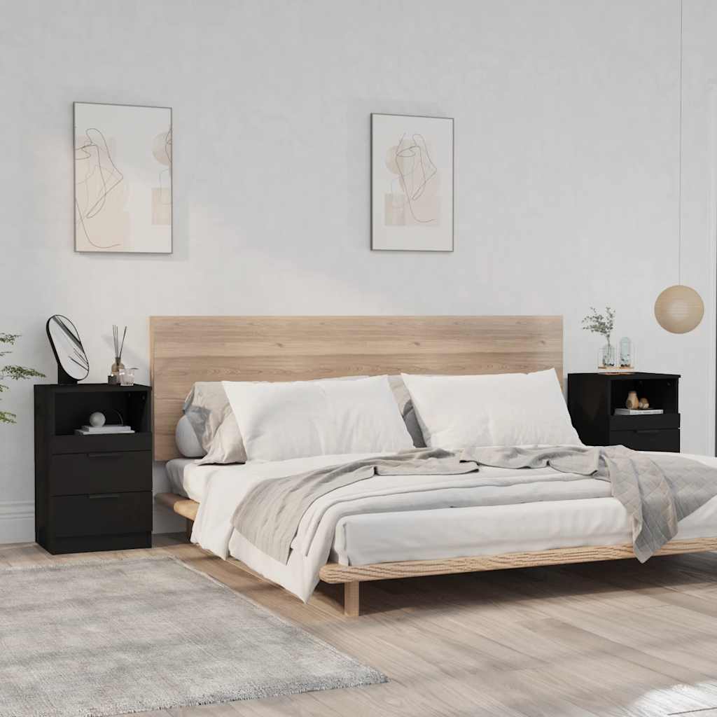 Nachtkastjes 2 st bewerkt hout zwart is nu te koop bij PeponiXL, paradijselijk wonen!