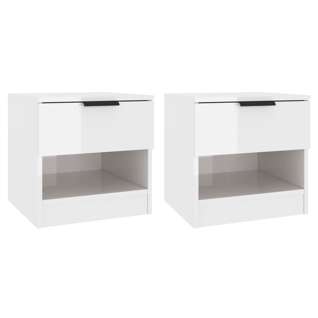 Nachtkastjes 2 st bewerkt hout hoogglans wit is nu te koop bij PeponiXL, paradijselijk wonen!