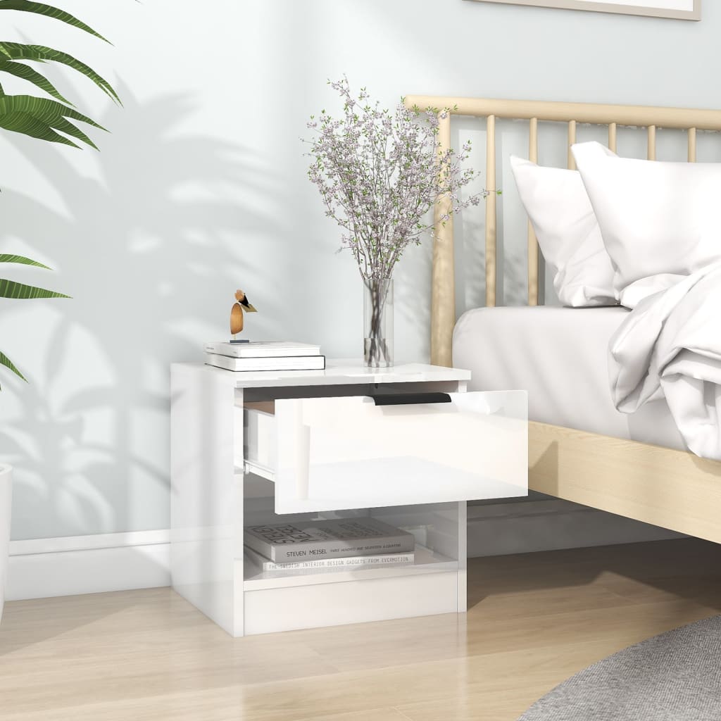 Nachtkastjes 2 st bewerkt hout hoogglans wit is nu te koop bij PeponiXL, paradijselijk wonen!