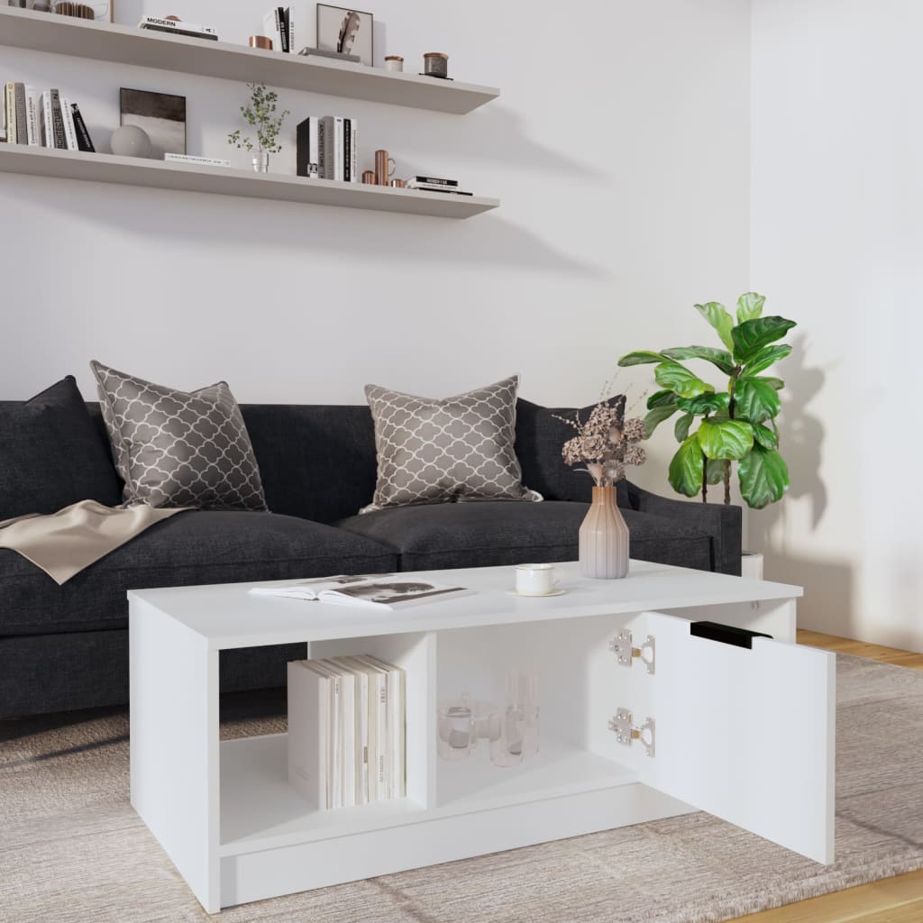 Salontafel 102x50x36 cm bewerkt hout wit is nu te koop bij PeponiXL, paradijselijk wonen!