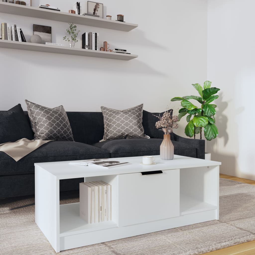 Salontafel 102x50x36 cm bewerkt hout wit is nu te koop bij PeponiXL, paradijselijk wonen!