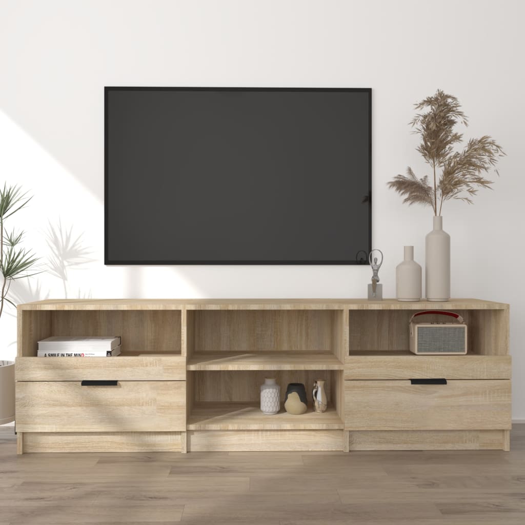 Tv-meubel 150x33,5x45 cm bewerkt hout sonoma eikenkleurig is nu te koop bij PeponiXL, paradijselijk wonen!