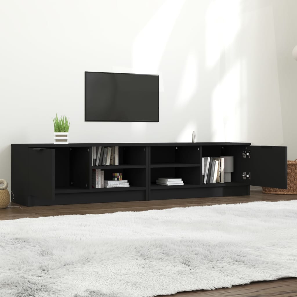 Tv-meubels 2 st 80x35x36,5 cm bewerkt hout zwart is nu te koop bij PeponiXL, paradijselijk wonen!