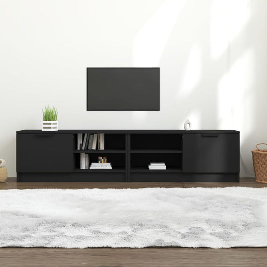 Tv-meubels 2 st 80x35x36,5 cm bewerkt hout zwart is nu te koop bij PeponiXL, paradijselijk wonen!
