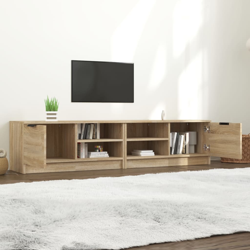 Tv-meubels 2 st 80x35x36,5 cm bewerkt hout sonoma eikenkleurig is nu te koop bij PeponiXL, paradijselijk wonen!