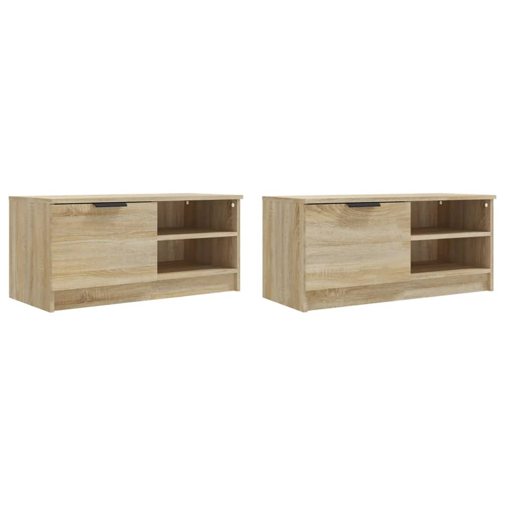 Tv-meubels 2 st 80x35x36,5 cm bewerkt hout sonoma eikenkleurig is nu te koop bij PeponiXL, paradijselijk wonen!