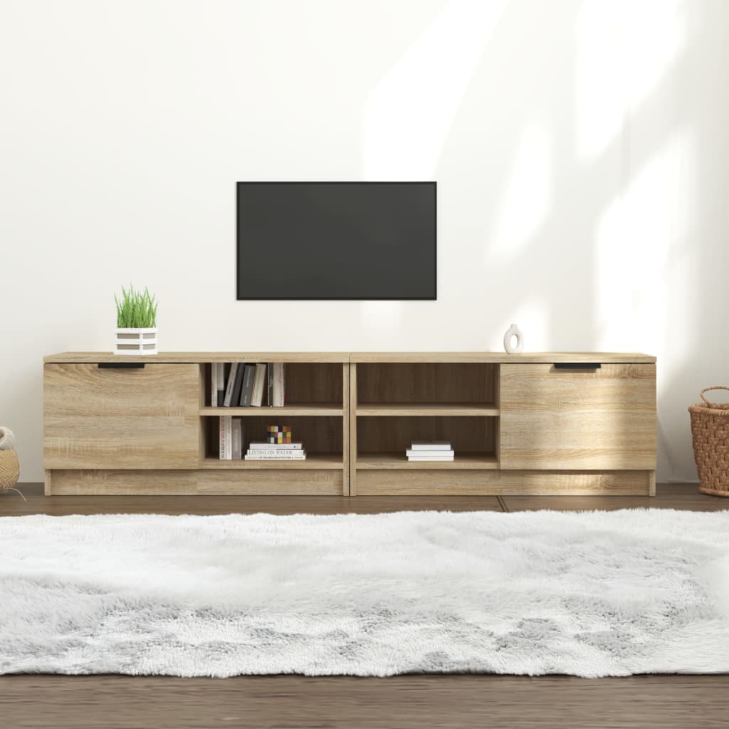 Tv-meubels 2 st 80x35x36,5 cm bewerkt hout sonoma eikenkleurig is nu te koop bij PeponiXL, paradijselijk wonen!