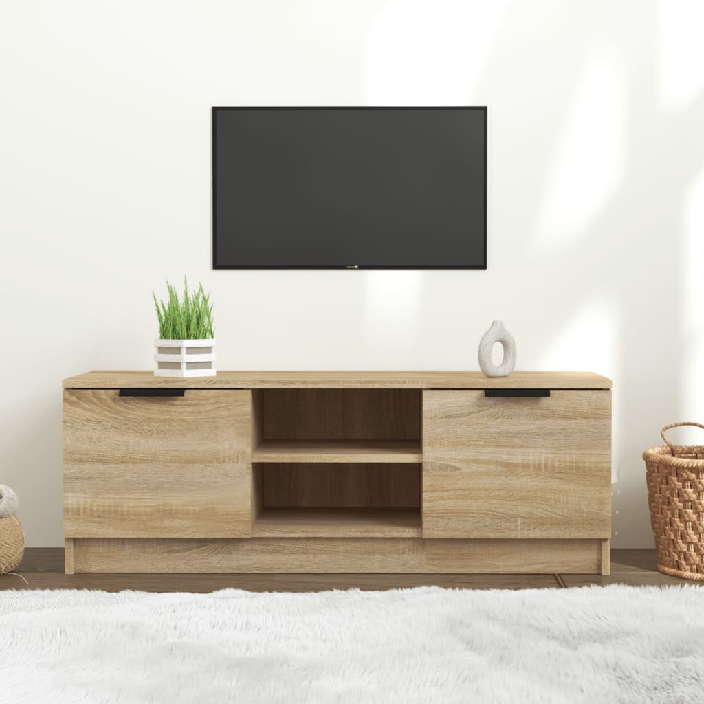 Tv-meubel 102x35x36,5 cm bewerkt hout sonoma eikenkleurig is nu te koop bij PeponiXL, paradijselijk wonen!