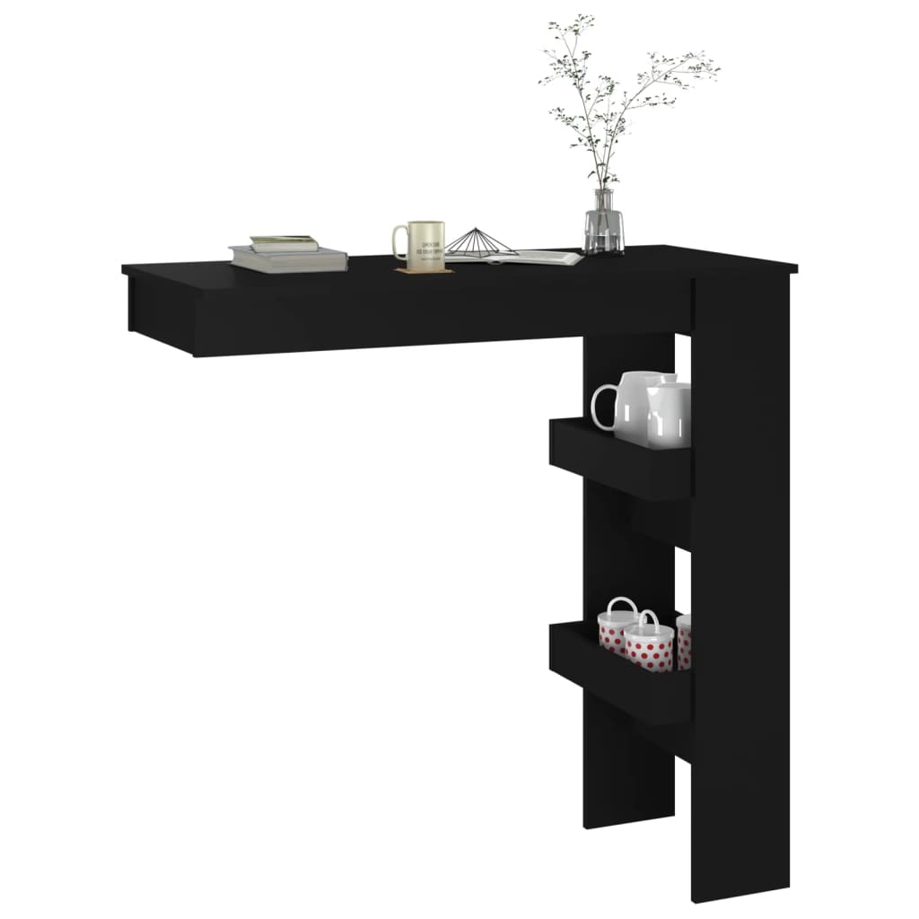 Bartafel wandgemonteerd 102x45x103,5 cm bewerkt hout zwart is nu te koop bij PeponiXL, paradijselijk wonen!