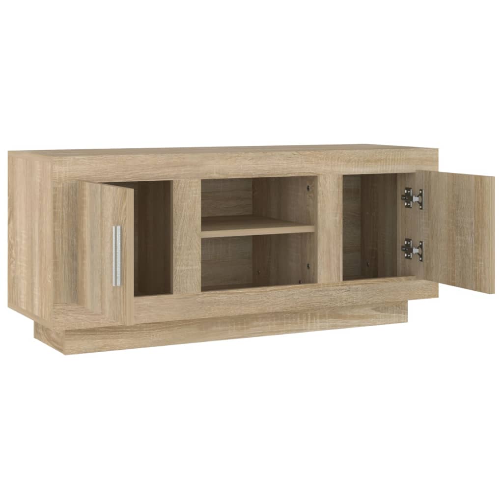 Tv-meubel 102x35x45 cm bewerkt hout sonoma eikenkleurig is nu te koop bij PeponiXL, paradijselijk wonen!