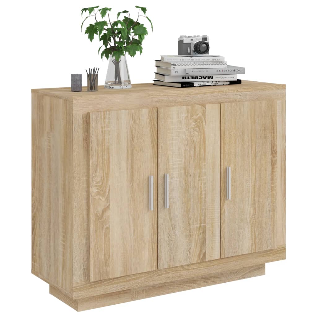 Dressoir 92x35x75 cm bewerkt hout sonoma eikenkleurig is nu te koop bij PeponiXL, paradijselijk wonen!