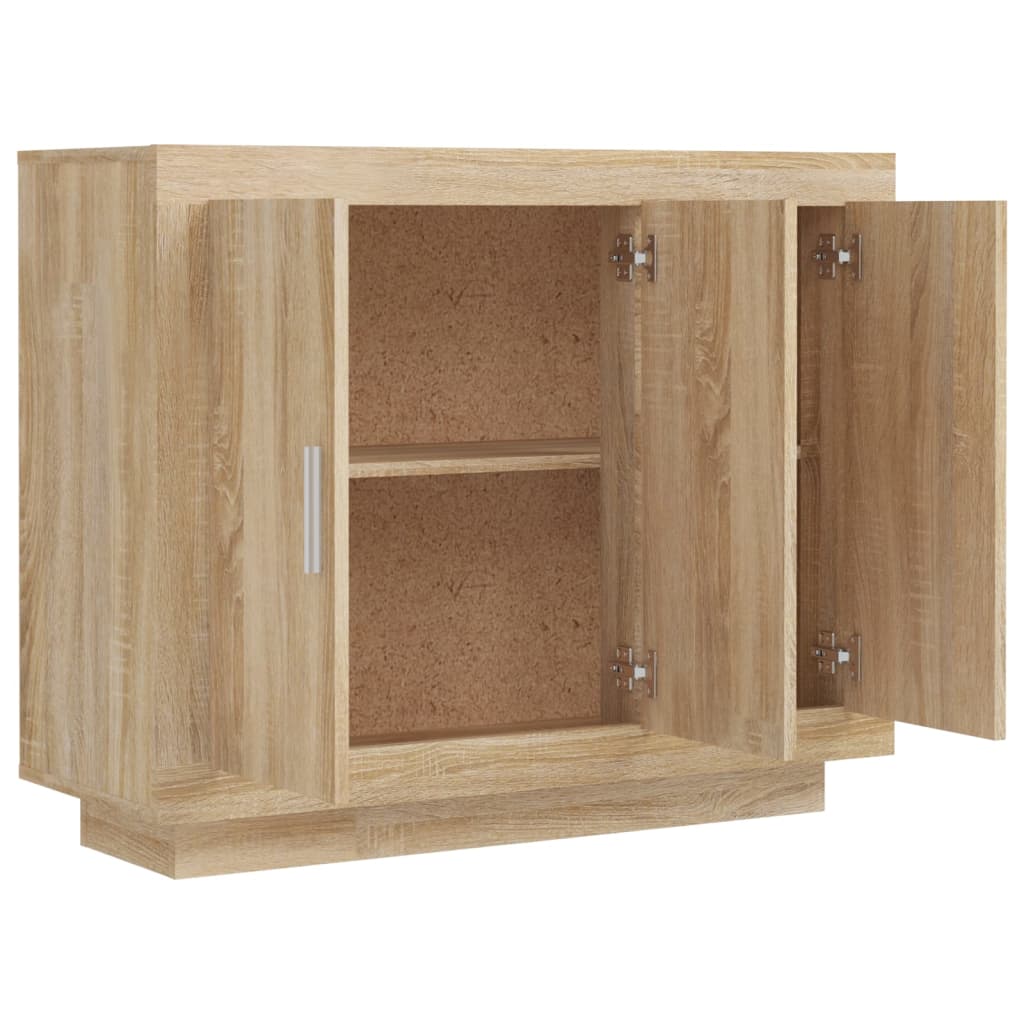 Dressoir 92x35x75 cm bewerkt hout sonoma eikenkleurig is nu te koop bij PeponiXL, paradijselijk wonen!