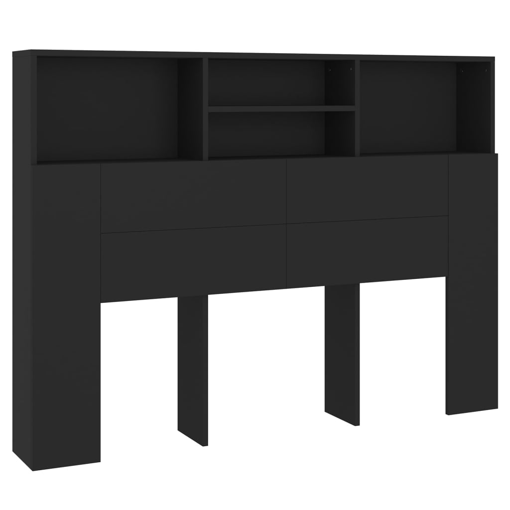 Hoofdbordkast 140x19x103,5 cm zwart
