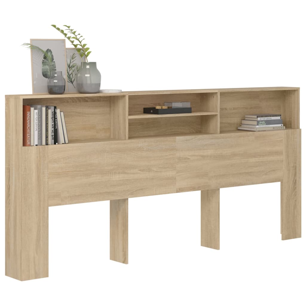 Hoofdbordkast 220x19x103,5 cm sonoma eikenkleurig is nu te koop bij PeponiXL, paradijselijk wonen!